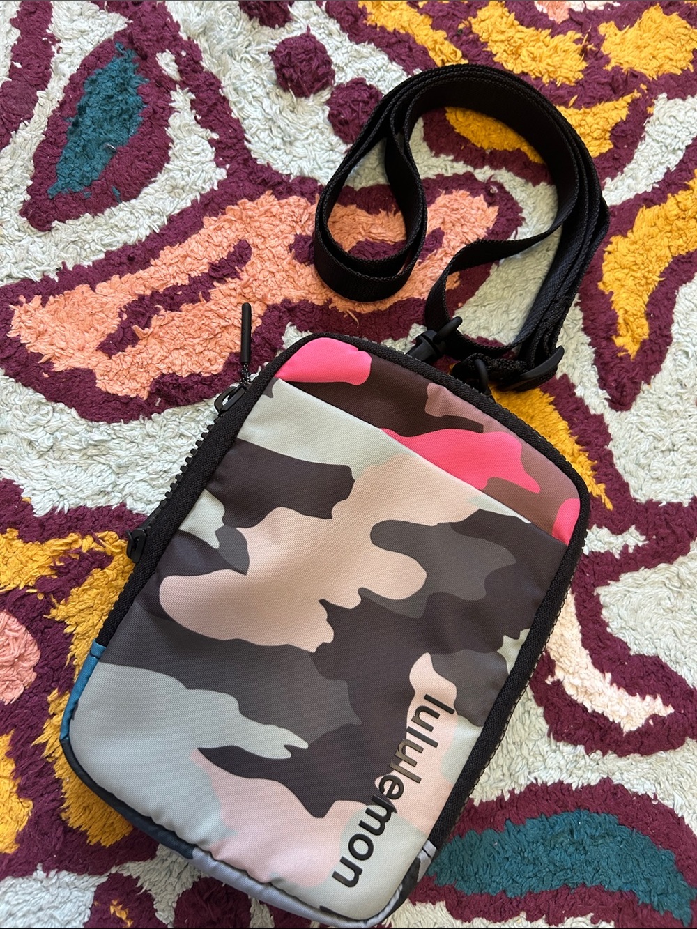 lululemon athletica Pink and Gray Camo Crossbody Pouch